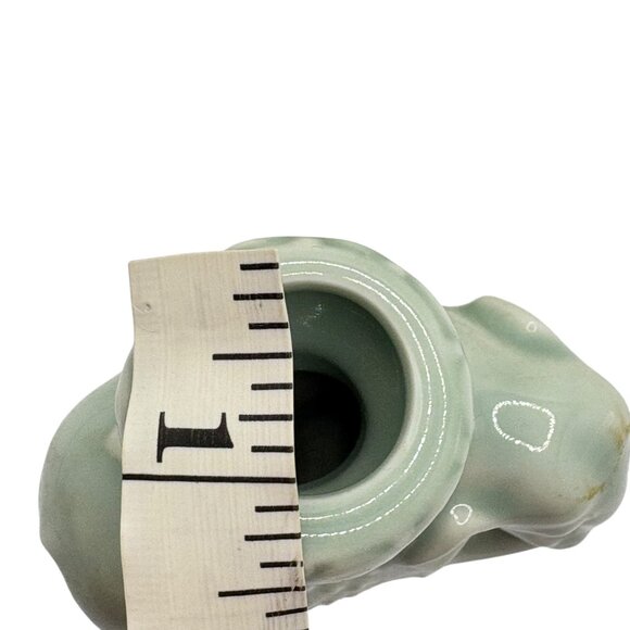 Celadon Green Ceramic Elephant-Shaped Candle Holders Pair Vintage China - Picture 5 of 6